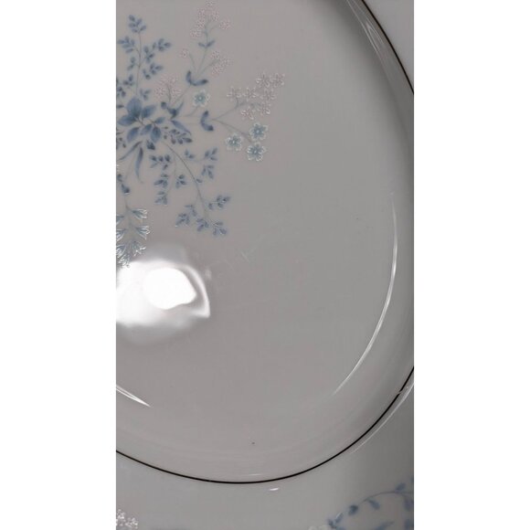 Noritake Carolyn Oval Serving Platter White Blue Floral Silver Trim Porcelain - Picture 8 of 13